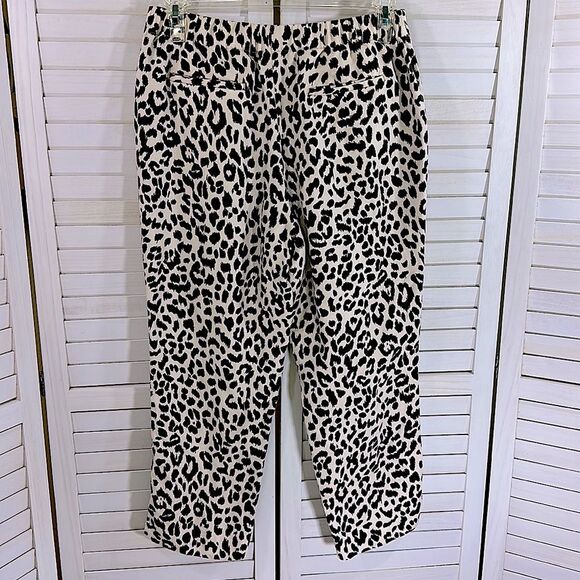 J. Crew Linen Blend Pants Size 12 Leopard Print - Picture 7 of 11